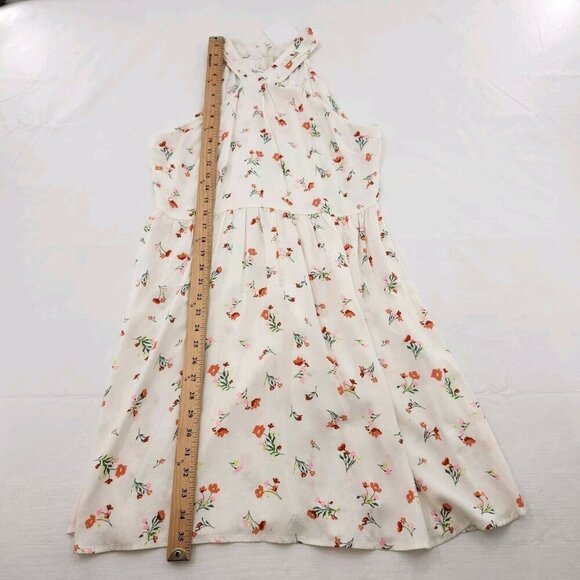 Fourteenth Place Womens Size Medium Halter Floral Mini Dress Ivory - Picture 5 of 6